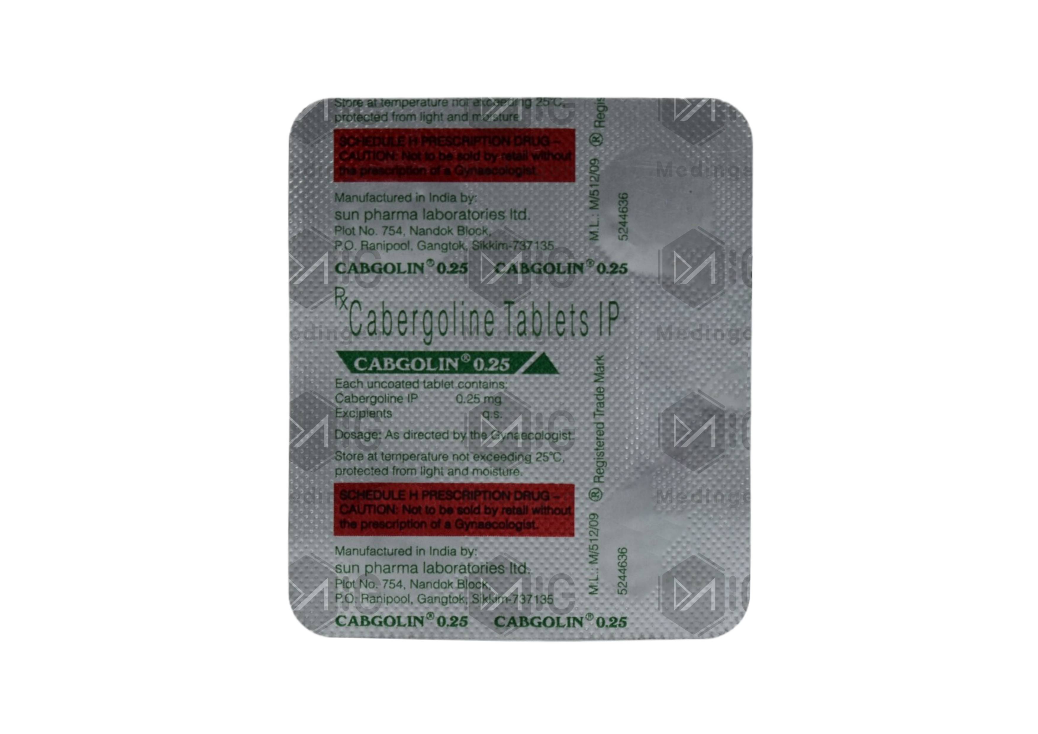 CABGOLIN 0.25MG